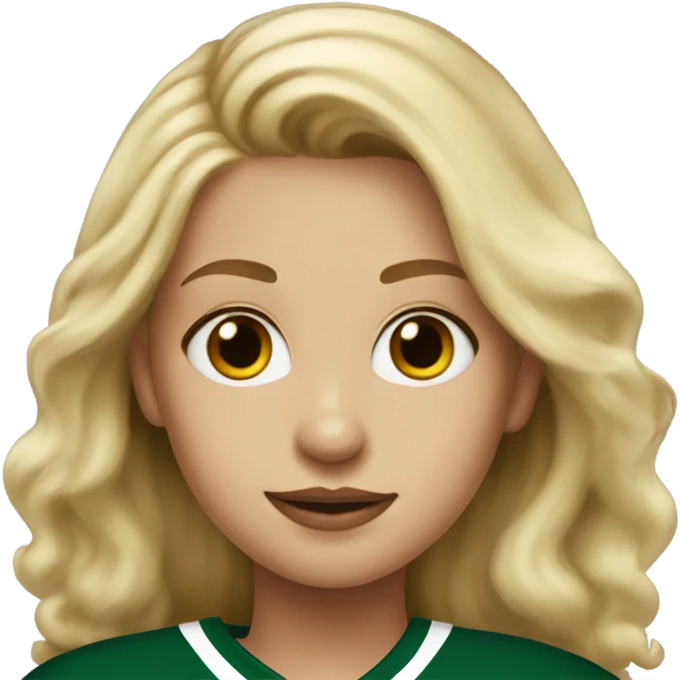 Blonde girl wearing Dallas Stars jersey emoji
