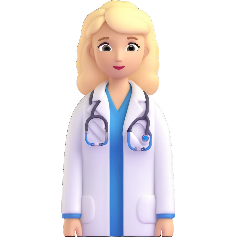 blonde woman doctor with medical symbols emoji