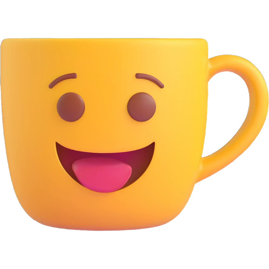 friendly smooth detailed coffee mug 3D emoji style emoji