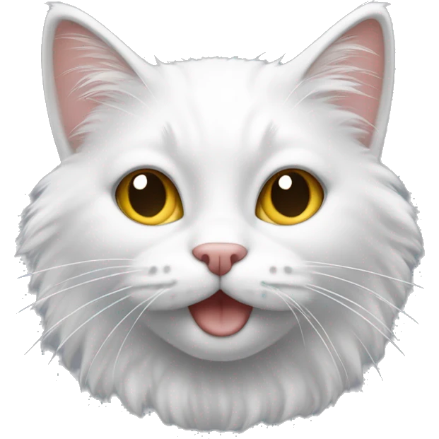 Gato blanco y peludo feliz emoji