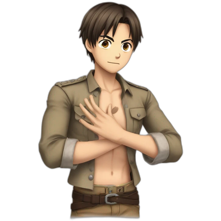 Eren Jaeger hand on chest sasageyo pose emoji