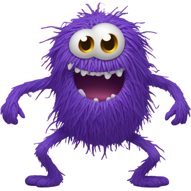 Scribble monster. circle of scribbles with eyes and smiling, narrow arms and legs emoji