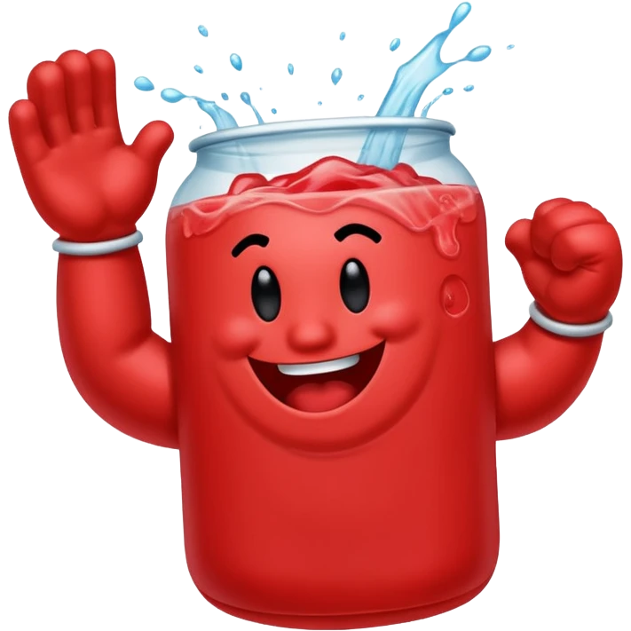 Kool Aid Man crashing through a wall, energetic pose emoji