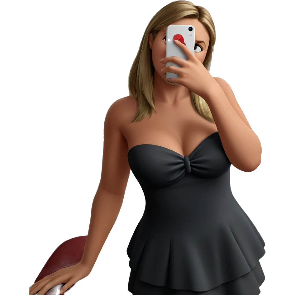 girl in strapless dress indoors emoji
