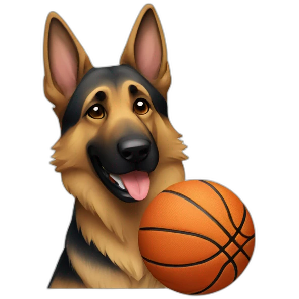 German shepherd playing basketball  emoji