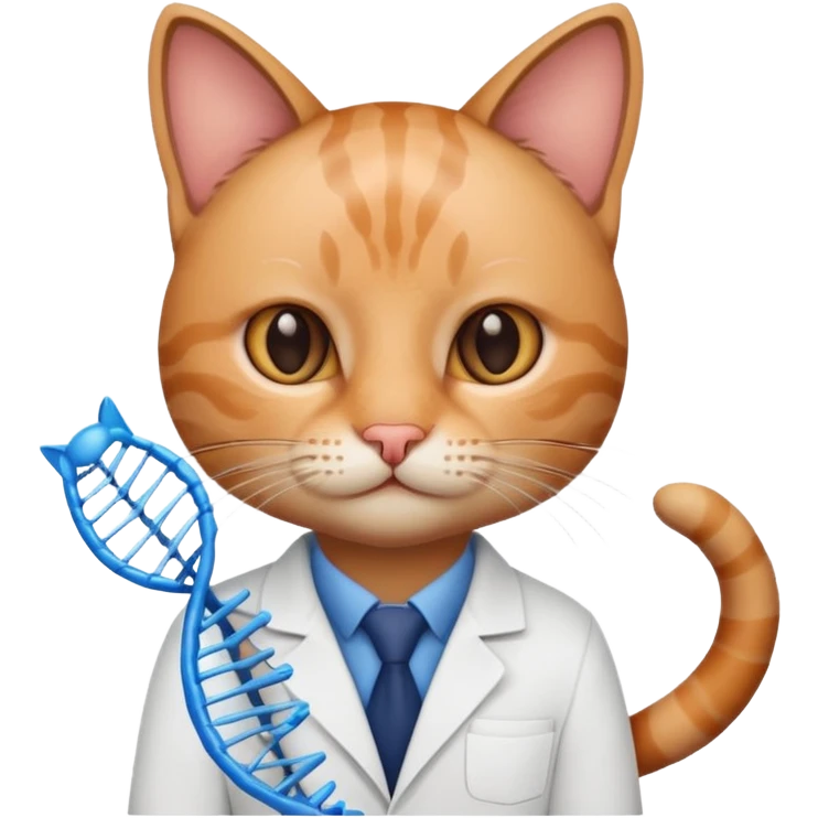 cat researcher with a DNA model emoji