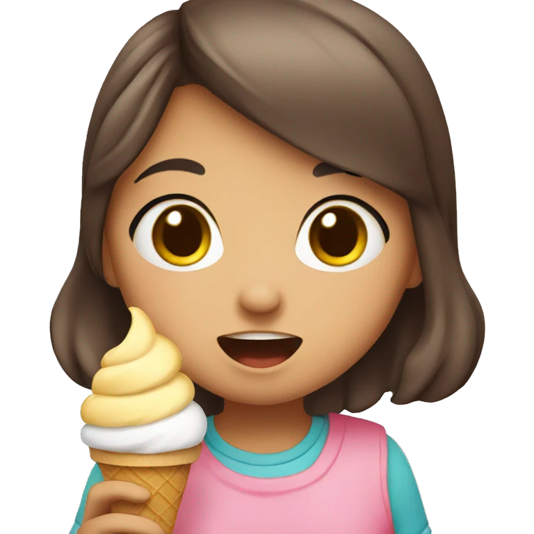 Kawaii girl eating ice cream emoji