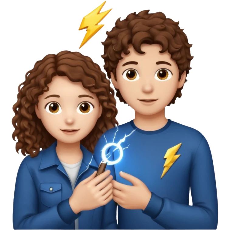 a 15 year old girl with brown curly hair but she has lightnings in it with a brown haired boy who gave her a promise ring emoji