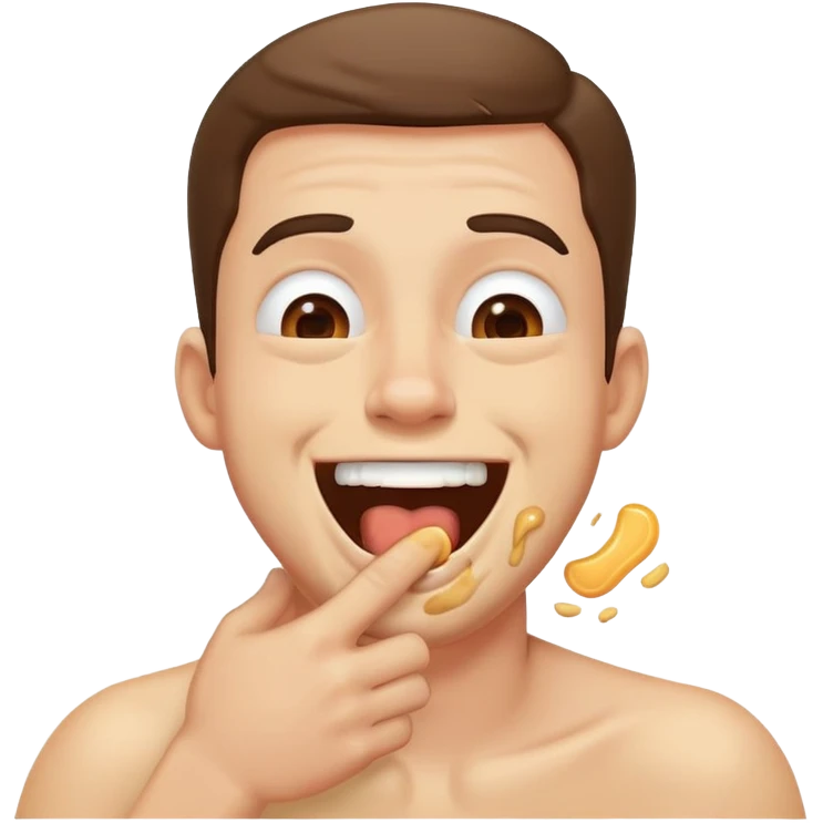 A guy chocking his self while laughing  emoji