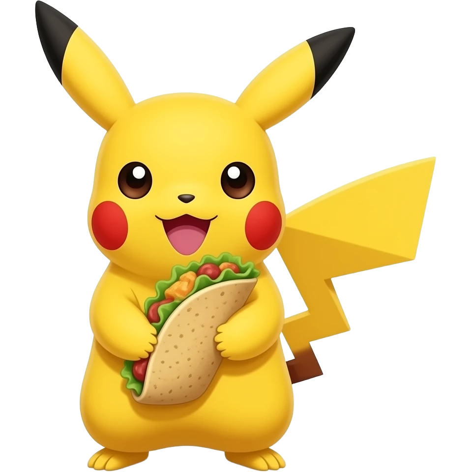 Pikachu con un taco emoji