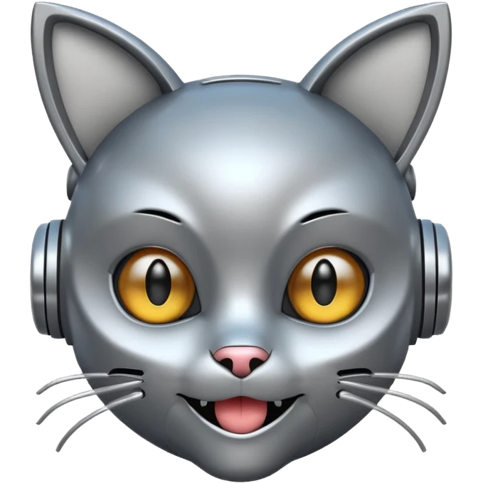 robot looking surprised with cat ears and looks funny emoji