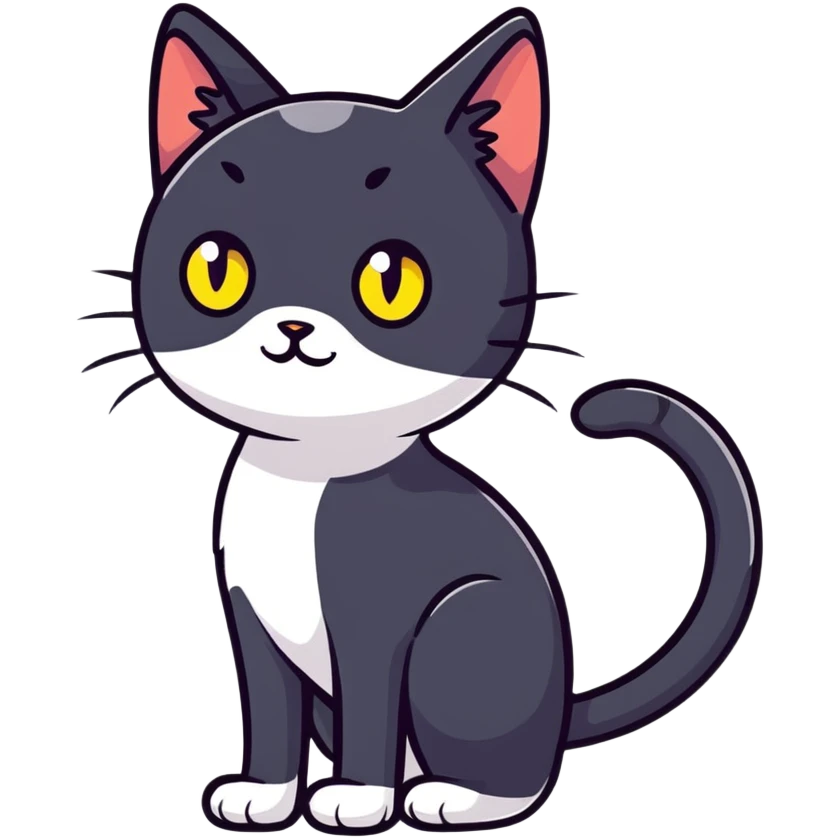 skinny black cat with yellow eyes emoji