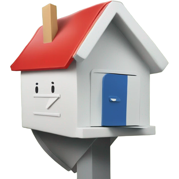 A giant house shaped like a mailbox with the mailbox flag raised emoji