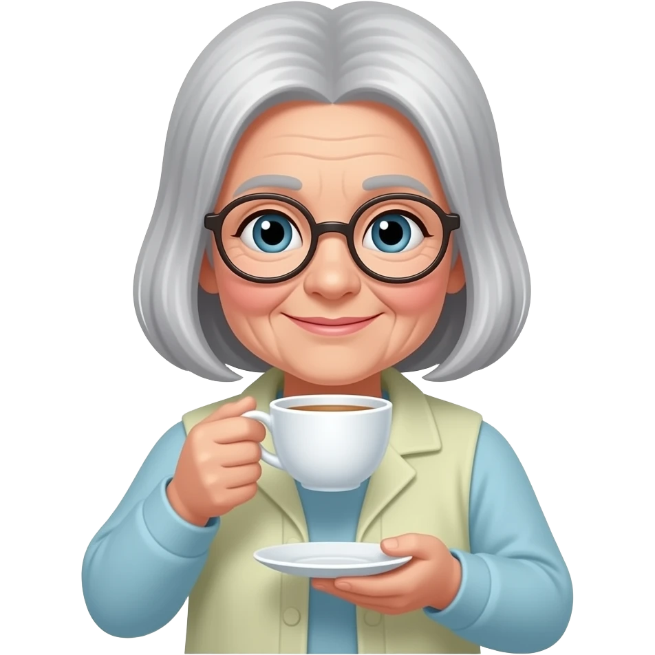 喝着茶的奶奶 emoji