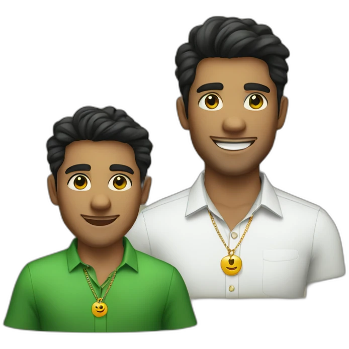 smiling man with olive skin vibrant green eyes dark hair and a button down shirt with a thin gold chain emoji