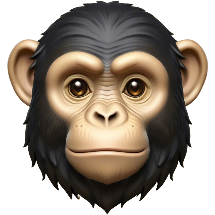 Cinematic Noble Chimpanzee Portrait Emoji, Poised and wise, with a lean, agile build adorned with textured fur and deep, thoughtful eyes, Simplified yet sharp and sophisticated features, highly detailed, glowing with a soft, contemplative glow, high shine, intelligent and vigilant, stylized with an air of primate regality, focused and attentive, soft glowing outline, capturing the essence of a watchful guardian that feels as though it could step out of the screen with effortless authority! emoji