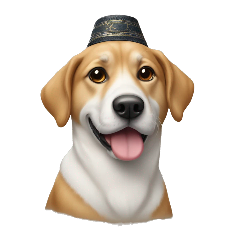 un chien avec un kippa emoji