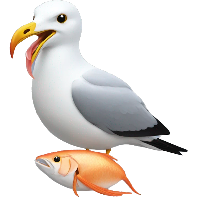Seagull eating fish emoji
