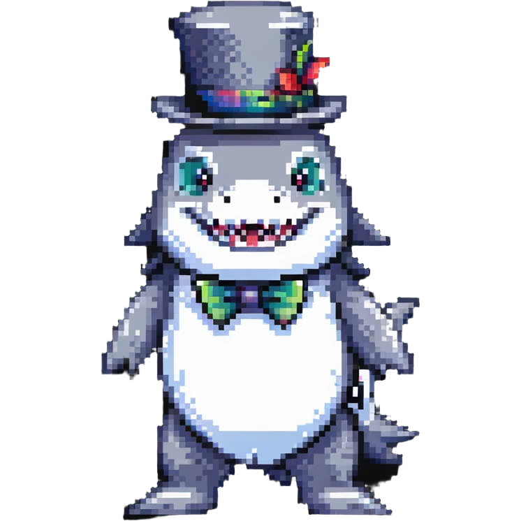 shark wearing a top hat emoji