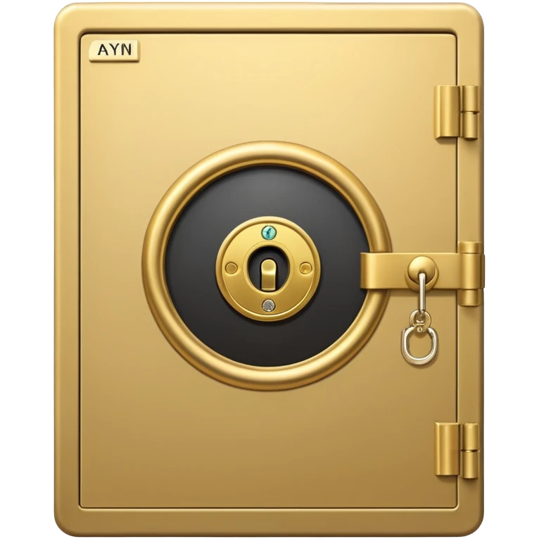 A secure vault door with the AYNI Gold logo at its center lock, glowing subtly. Flat design, metallic gold tones, black background, small “AYNI Gold” tag on the lower edge emoji