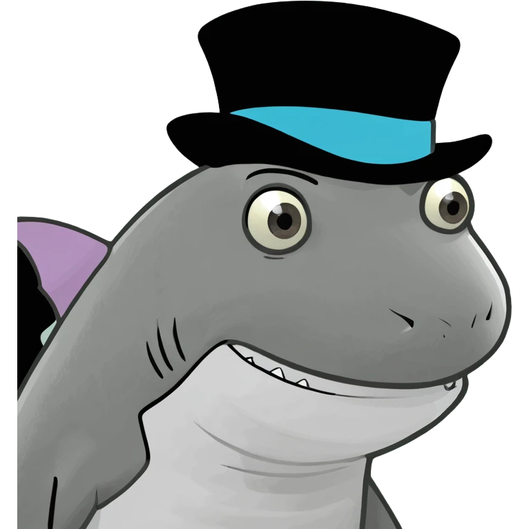 Shark with a top hat emoji