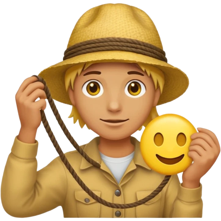 can you make a generic emoji of an individual (who works on a dock, but do not generate the dock itself) holding a rope neatly coiled in their hands? I do not want an emoji of a human person. Can it be a yellow emoji of a circular head like the original emojis? emoji