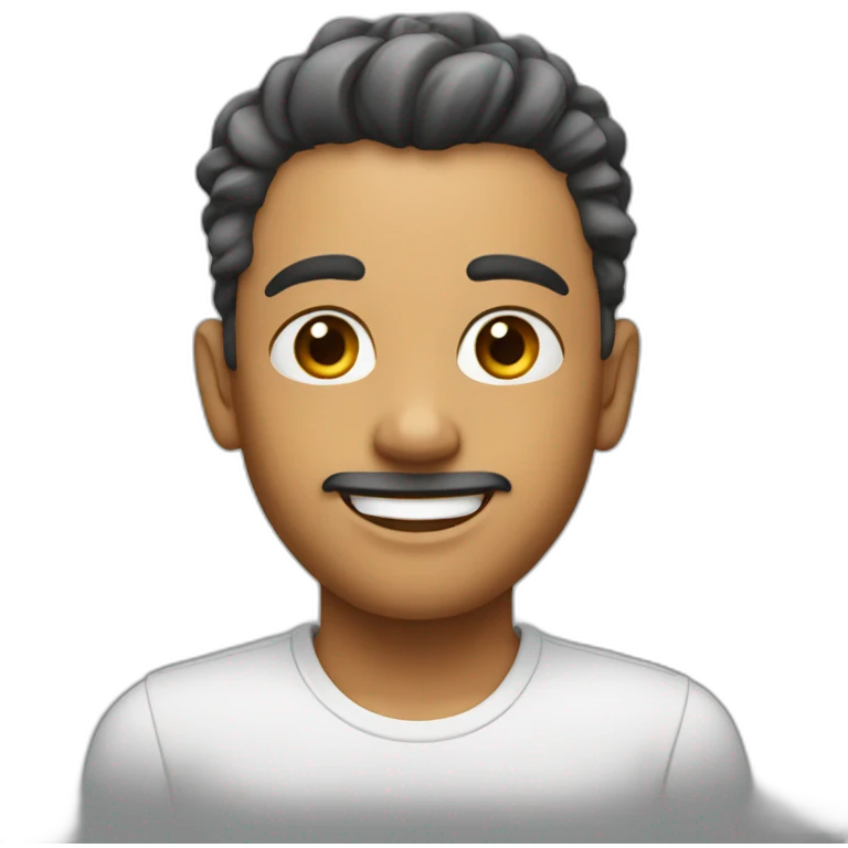 create white emoji, with short hair on the sides and short hair on top, with open eyes, long eyelashes and smiling, without brushes emoji