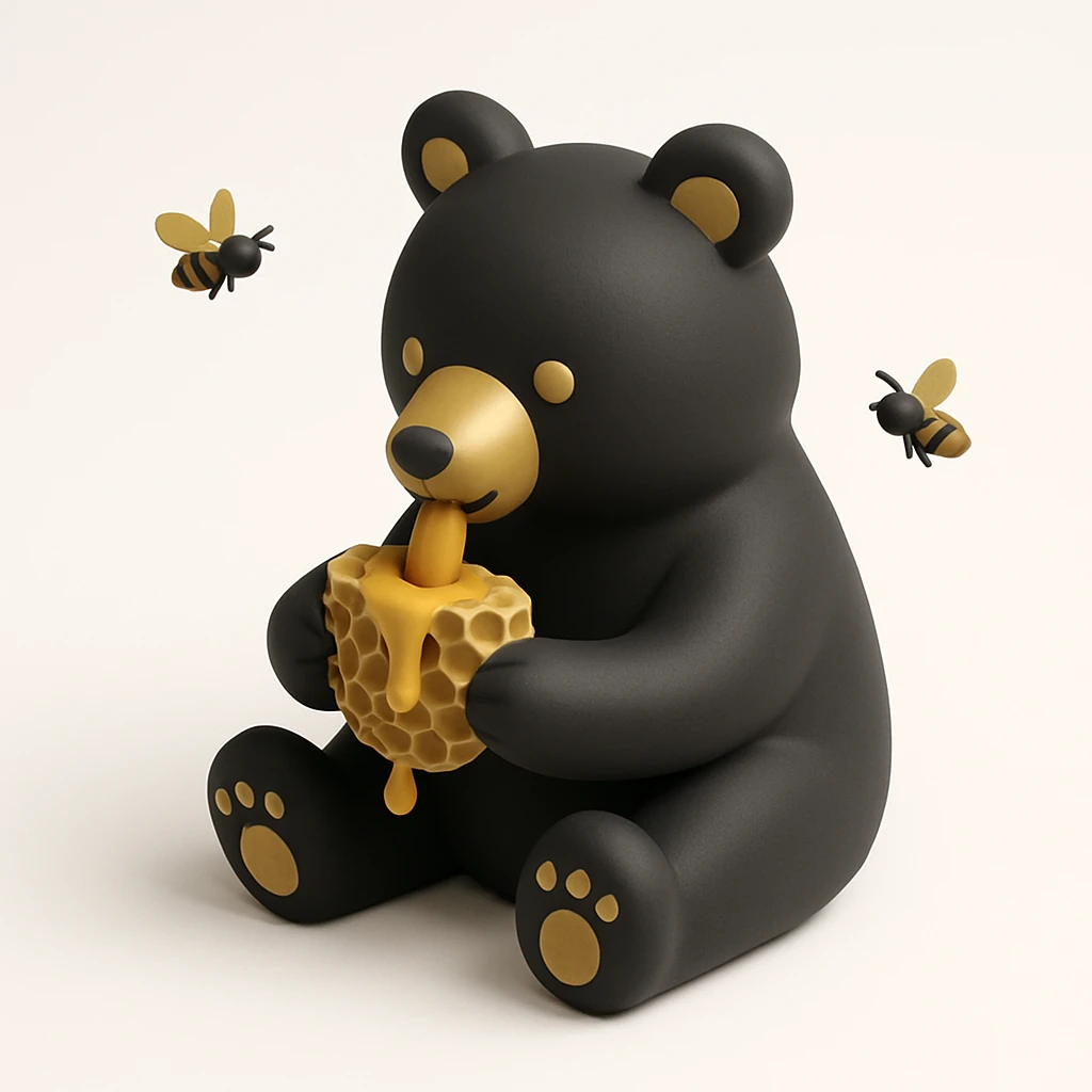 bear eating honeycomb with bees flying around emoji