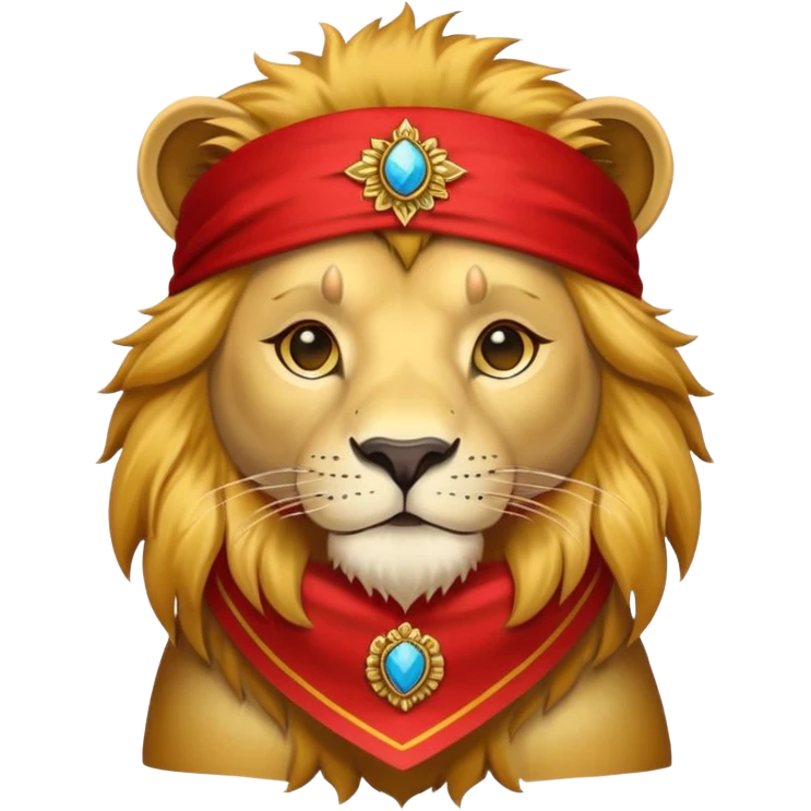 lion wearing a red bandana emoji