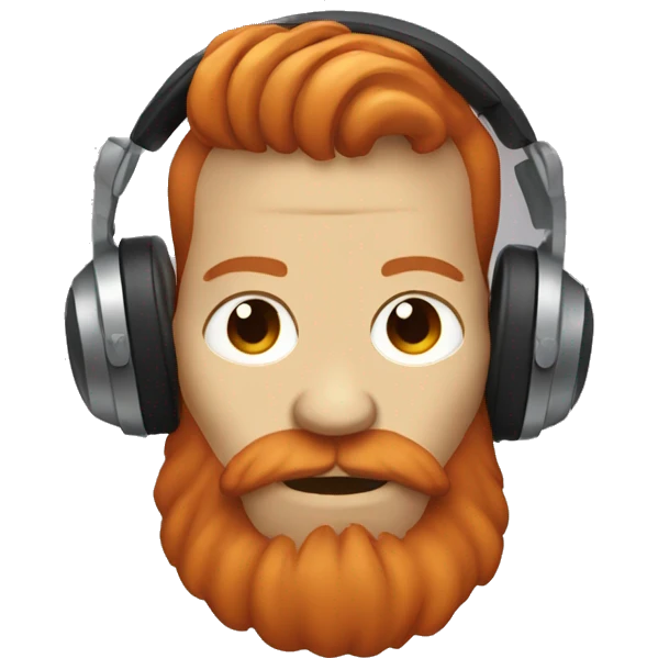 skull with ginger hair and ginger beard wearing headphones emoji
