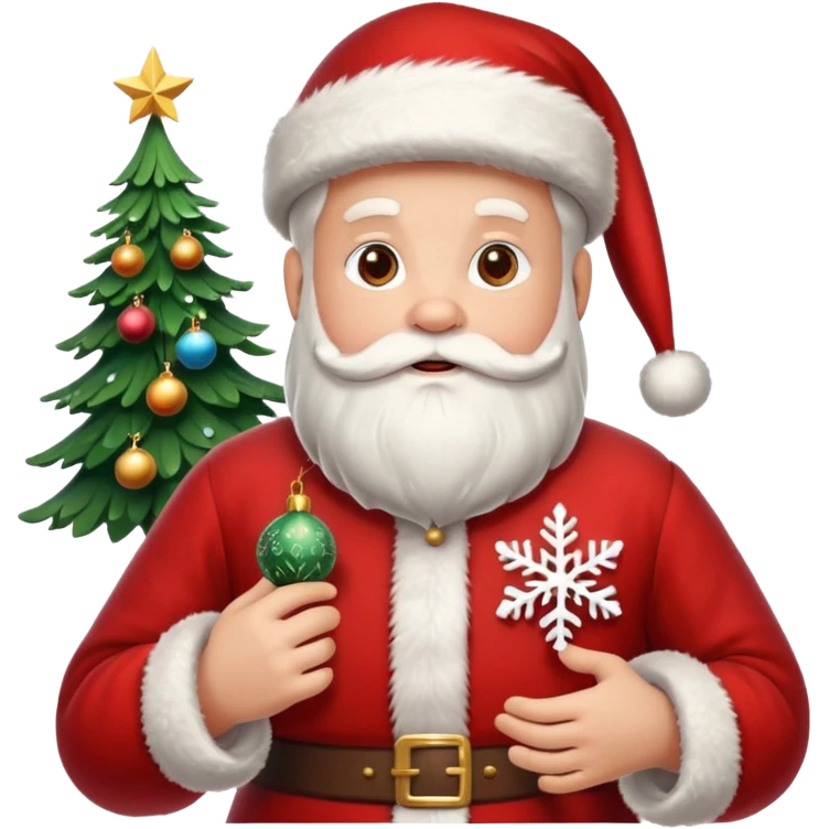 Santa Claus and a Christmas Tree with Snowflakes emoji