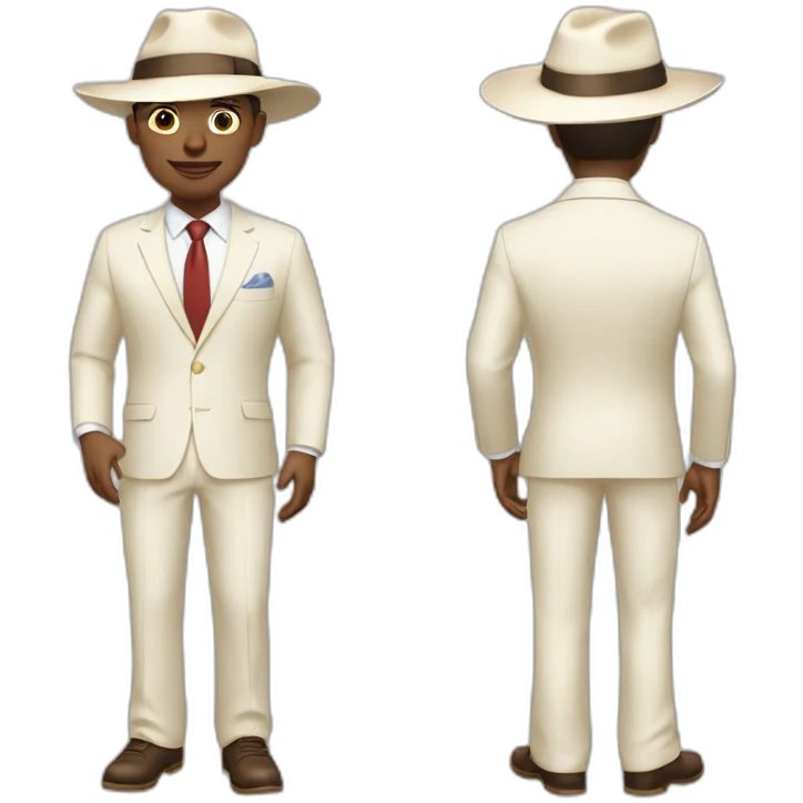 Men wearing ecru Panama hat and ecru suit emoji