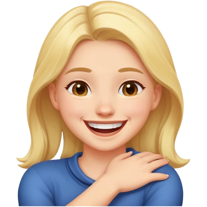 Girl crossing arms around neck laughing emoji