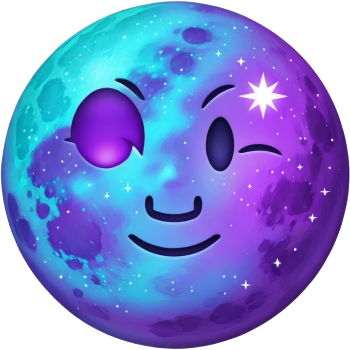 glitter purple and cian moon emoji