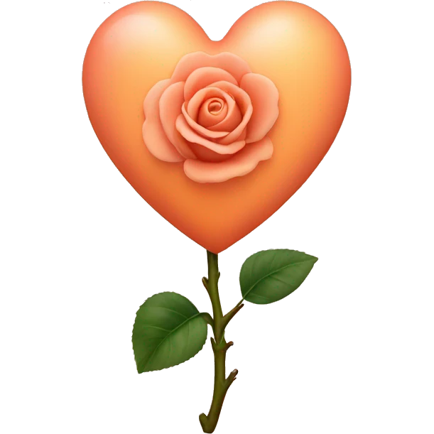 Peachy color heart with a rose  emoji