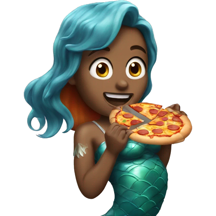 Mermaid eat pizza emoji