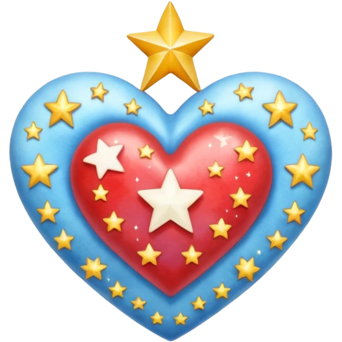 corazon celeste con estrellas emoji