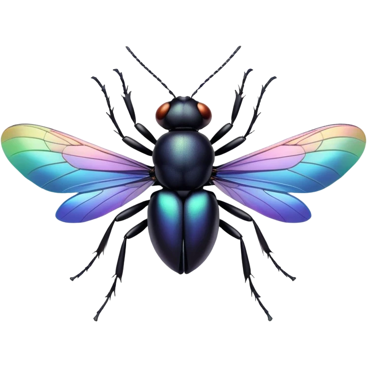 black bug flying emoji