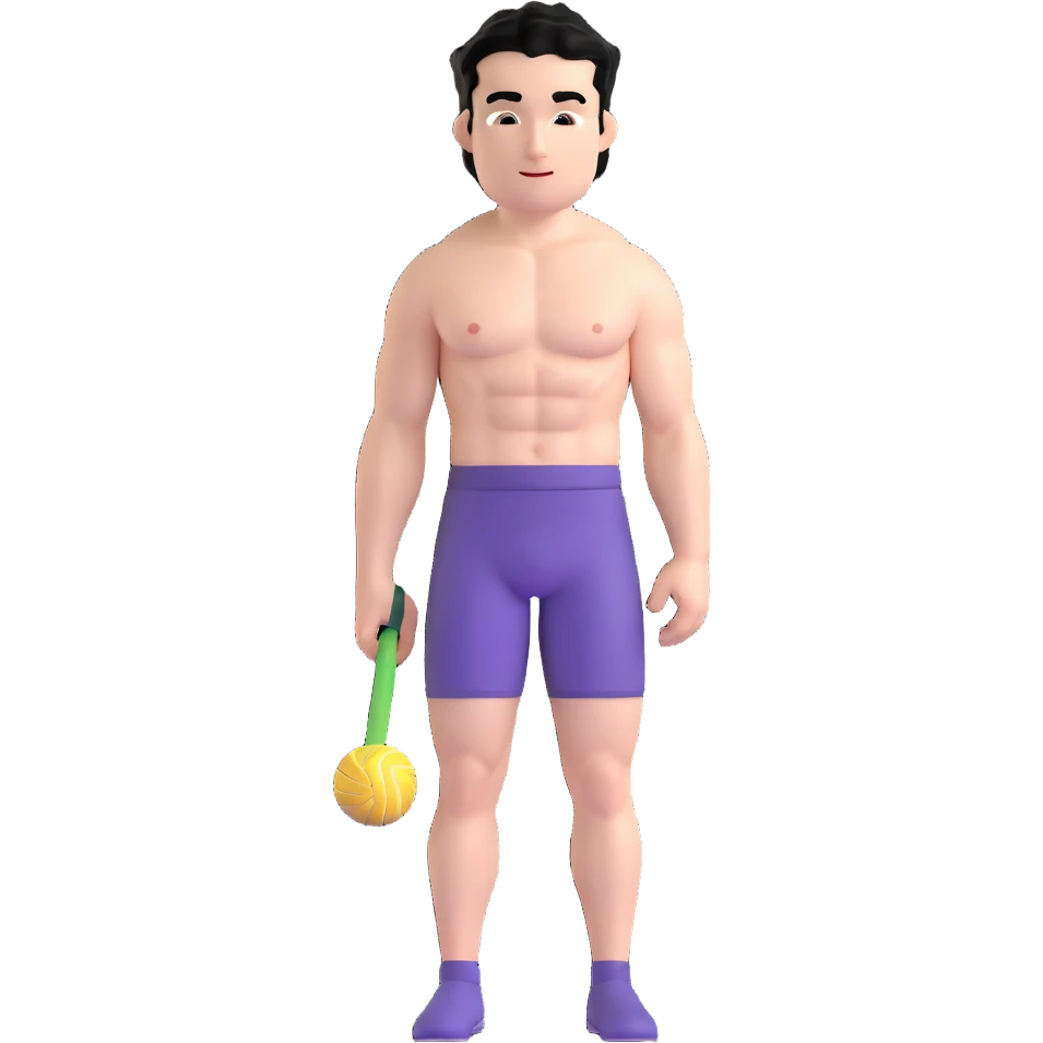 shirtless male athlete with white skin and moderately curly black hair on top with shaved sides emoji