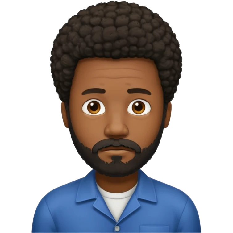 black man with beard, mustache, and short afro sad emoji