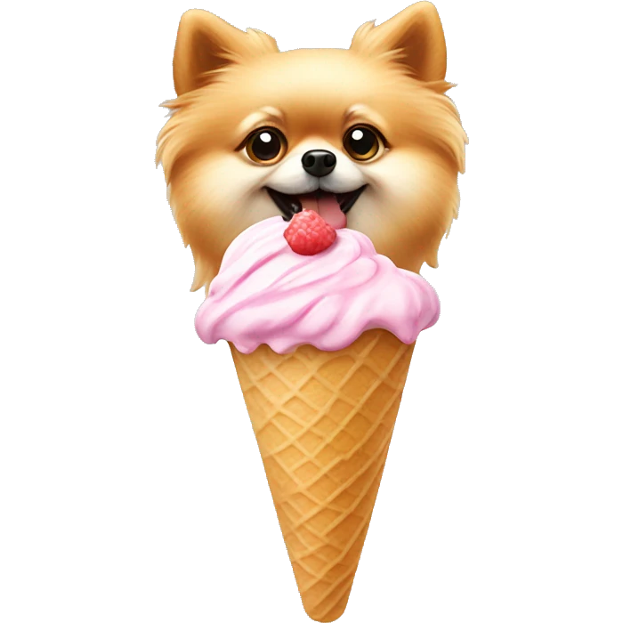 Pomeranian eating ice cream  emoji