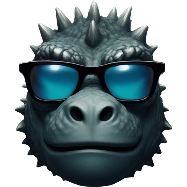 Serious Godzilla wearing dark sunglasses emoji