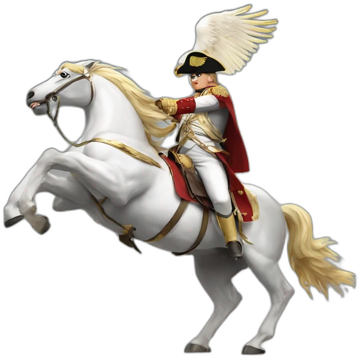serious angry napoleon on white horse hold a golden eagle emoji