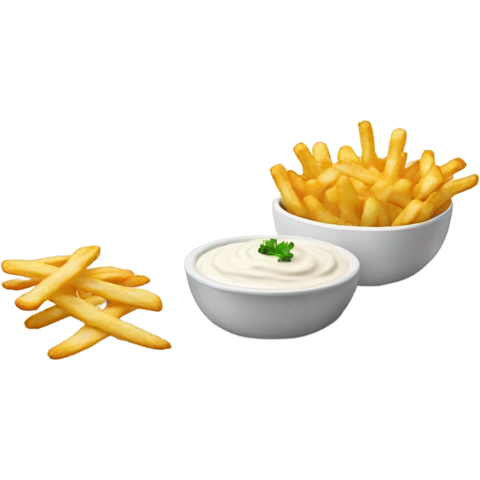 ranch dip with fries, in the style of IOS emoji emoji