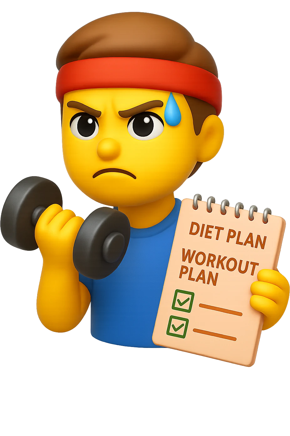 emoji 3d stile iphone che rappresenta la costanza nel seguire un piano di allenamento e di dieta 3d emoji
