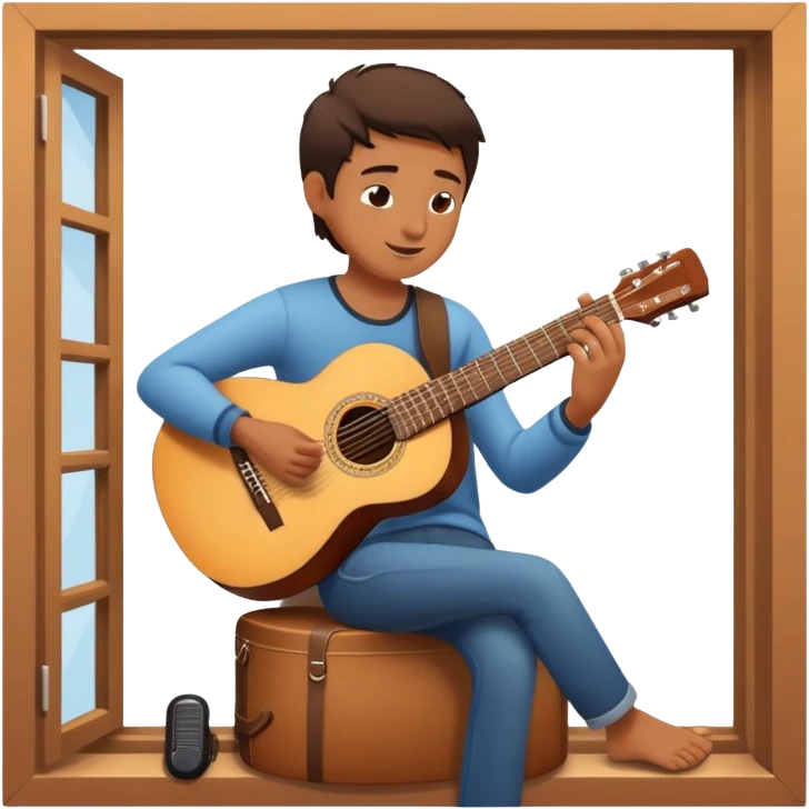 person serenading with guitar under a window emoji