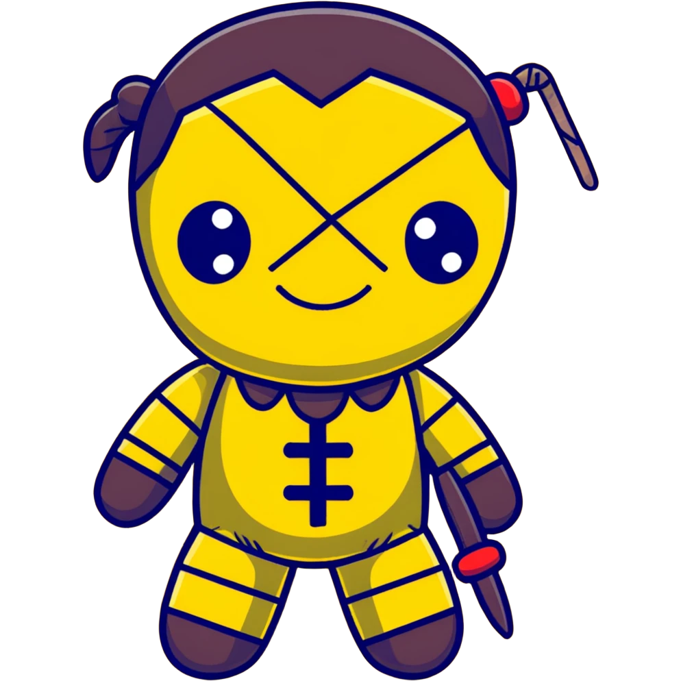 black and yellow voodoo doll emoji