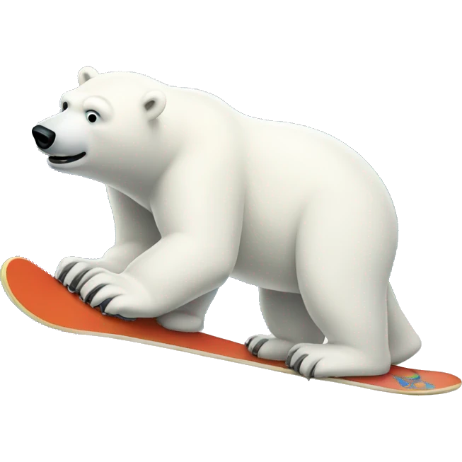 Polar bear snowboarding emoji