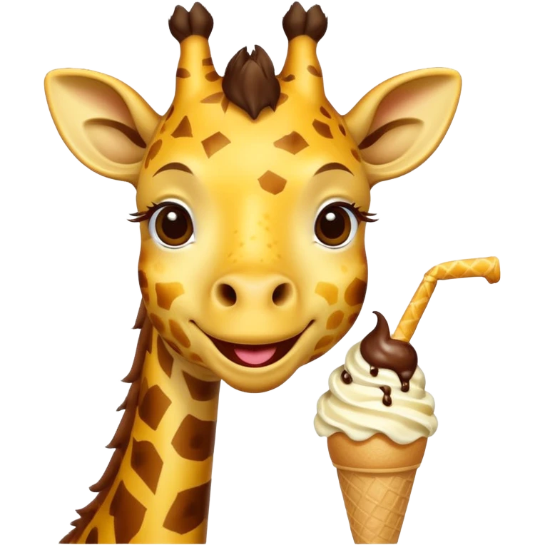 dondurma yiyen zürafa emoji