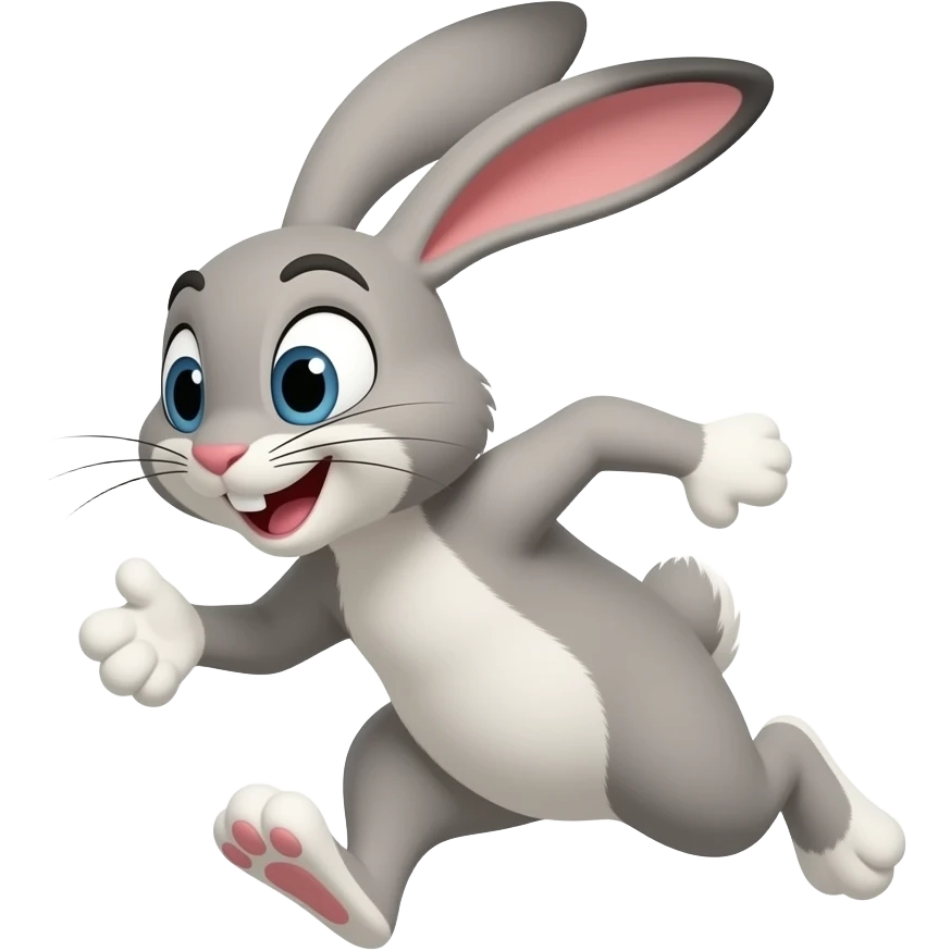 Rabbit with four feet on the floor and it's jumping but make it SUPER funny emoji